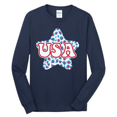 USA Star 4th Of July Festive Holiday Tall Long Sleeve T-Shirt