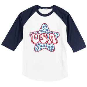 USA Star 4th Of July Festive Holiday Baseball Sleeve Shirt