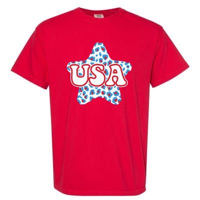 USA Star 4th Of July Festive Holiday Garment-Dyed Heavyweight T-Shirt