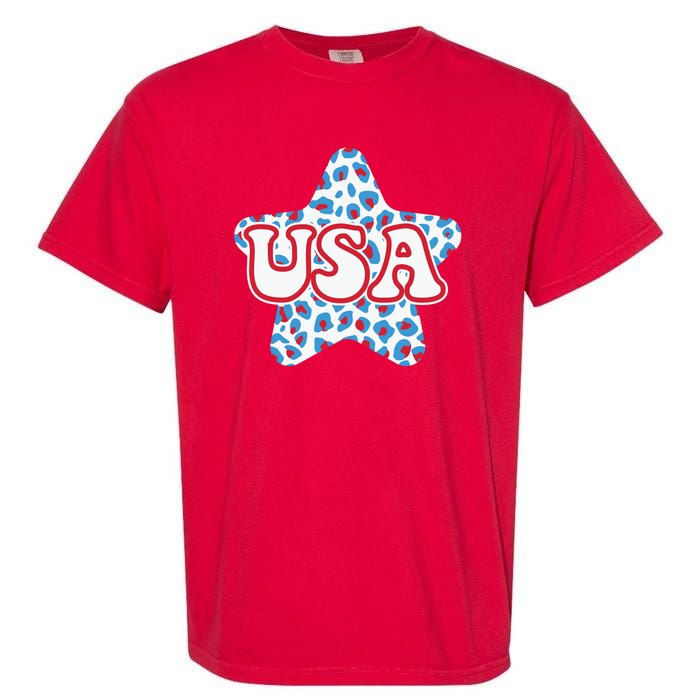 USA Star 4th Of July Festive Holiday Garment-Dyed Heavyweight T-Shirt