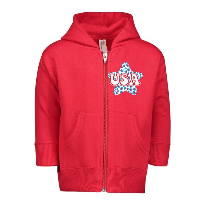 USA Star 4th Of July Festive Holiday Toddler Zip Fleece Hoodie