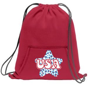 USA Star 4th Of July Festive Holiday Sweatshirt Cinch Pack Bag