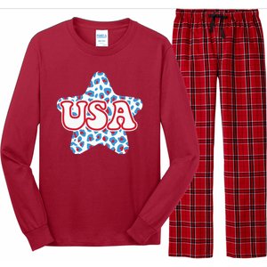 USA Star 4th Of July Festive Holiday Long Sleeve Pajama Set