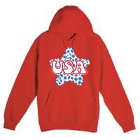 USA Star 4th Of July Festive Holiday Premium Pullover Hoodie