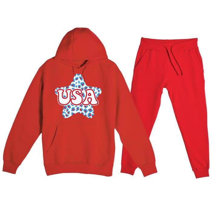 USA Star 4th Of July Festive Holiday Premium Hooded Sweatsuit Set