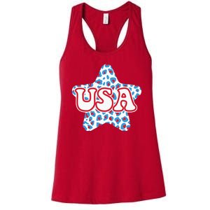 USA Star 4th Of July Festive Holiday Women's Racerback Tank