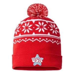 USA Star 4th Of July Festive Holiday USA-Made Snowflake Beanie