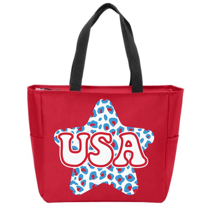 USA Star 4th Of July Festive Holiday Zip Tote Bag