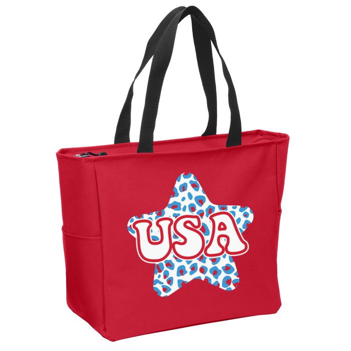 USA Star 4th Of July Festive Holiday Zip Tote Bag