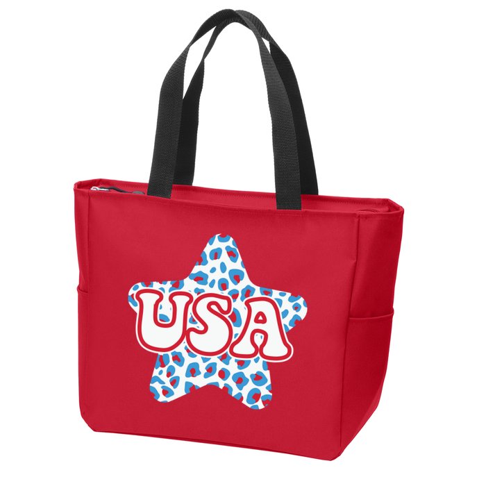 USA Star 4th Of July Festive Holiday Zip Tote Bag
