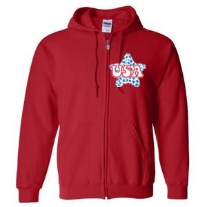 USA Star 4th Of July Festive Holiday Full Zip Hoodie