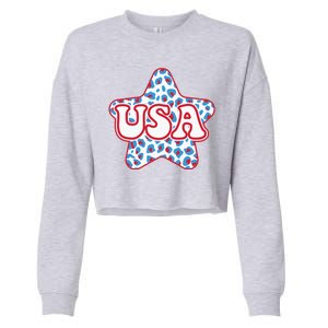 USA Star 4th Of July Festive Holiday Cropped Pullover Crew