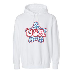 USA Star 4th Of July Festive Holiday Garment-Dyed Fleece Hoodie