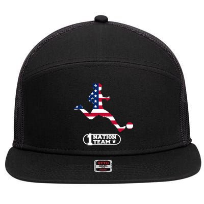 USA 1 Nation Soccer Team 7 Panel Mesh Trucker Snapback Hat