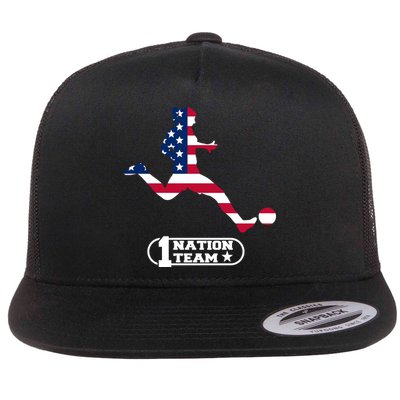 USA 1 Nation Soccer Team Flat Bill Trucker Hat