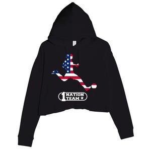 USA 1 Nation Soccer Team Crop Fleece Hoodie