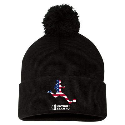 USA 1 Nation Soccer Team Pom Pom 12in Knit Beanie