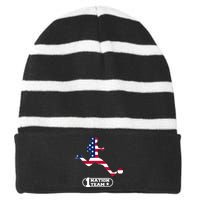 USA 1 Nation Soccer Team Striped Beanie with Solid Band