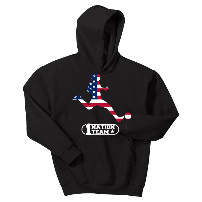 USA 1 Nation Soccer Team Kids Hoodie