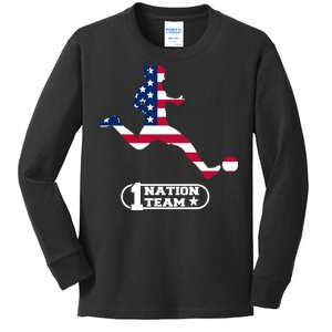 USA 1 Nation Soccer Team Kids Long Sleeve Shirt