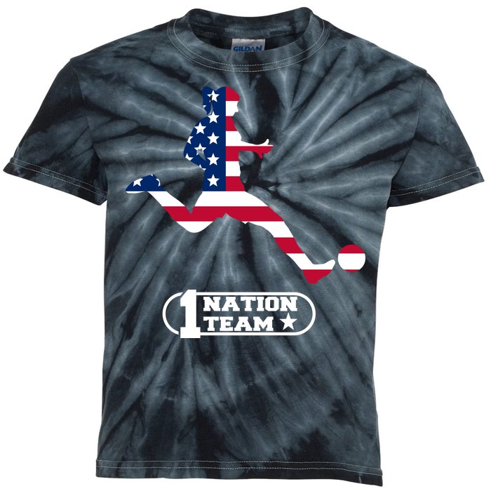 USA 1 Nation Soccer Team Kids Tie-Dye T-Shirt