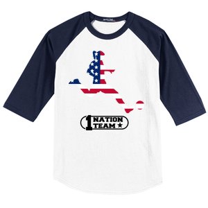 USA 1 Nation Soccer Team Baseball Sleeve Shirt