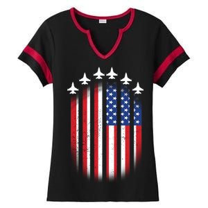 USA Air Force Jets American Flag Ladies Halftime Notch Neck Tee