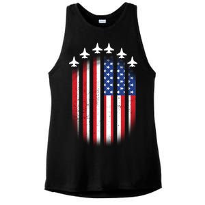 USA Air Force Jets American Flag Ladies PosiCharge Tri-Blend Wicking Tank