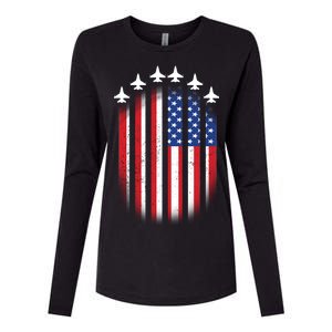 USA Air Force Jets American Flag Womens Cotton Relaxed Long Sleeve T-Shirt