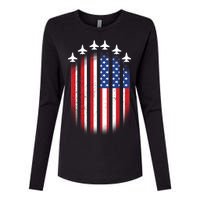 USA Air Force Jets American Flag Womens Cotton Relaxed Long Sleeve T-Shirt