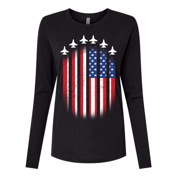 USA Air Force Jets American Flag Womens Cotton Relaxed Long Sleeve T-Shirt