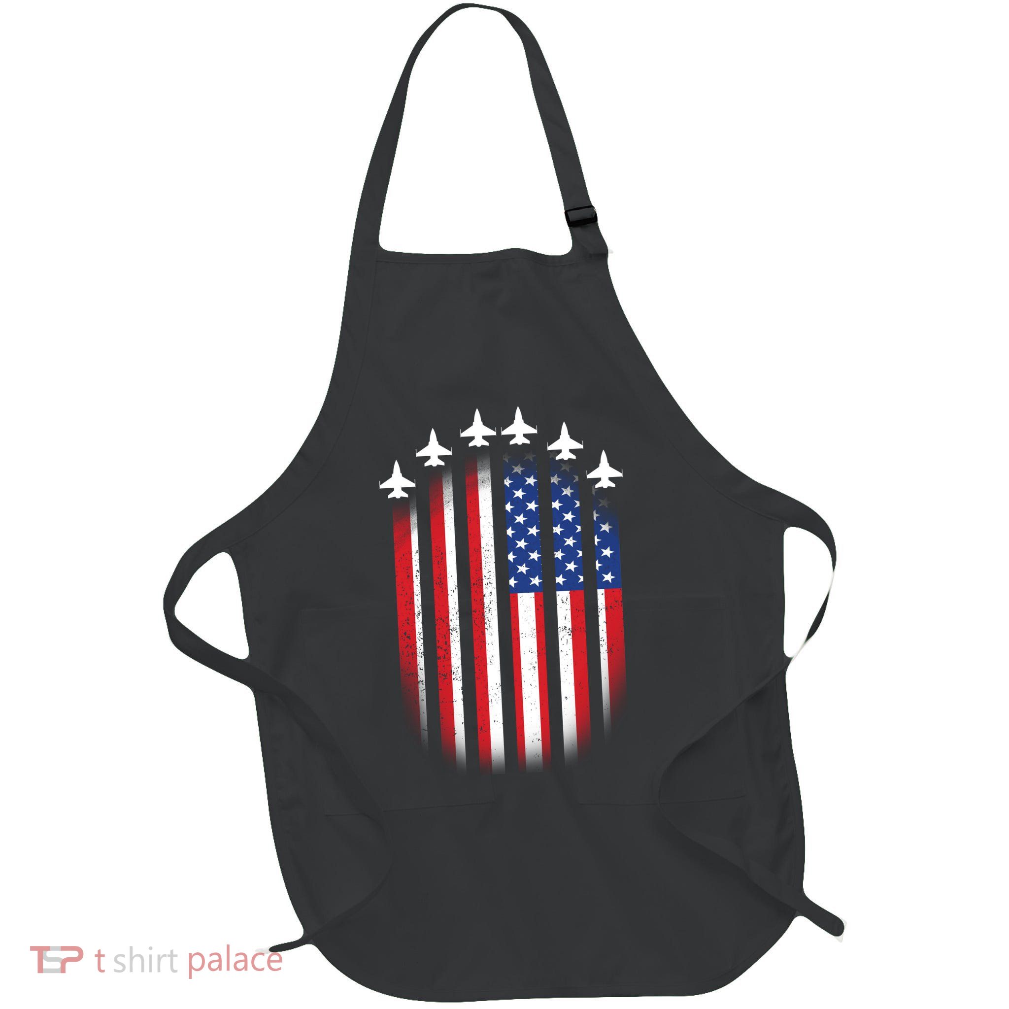 USA Air Force Jets American Flag Full-Length Apron With Pockets