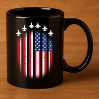 USA Air Force Jets American Flag 11oz C Handle Ceramic Mug