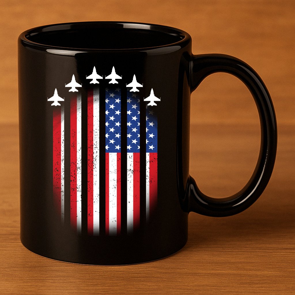 USA Air Force Jets American Flag 11oz C Handle Ceramic Mug
