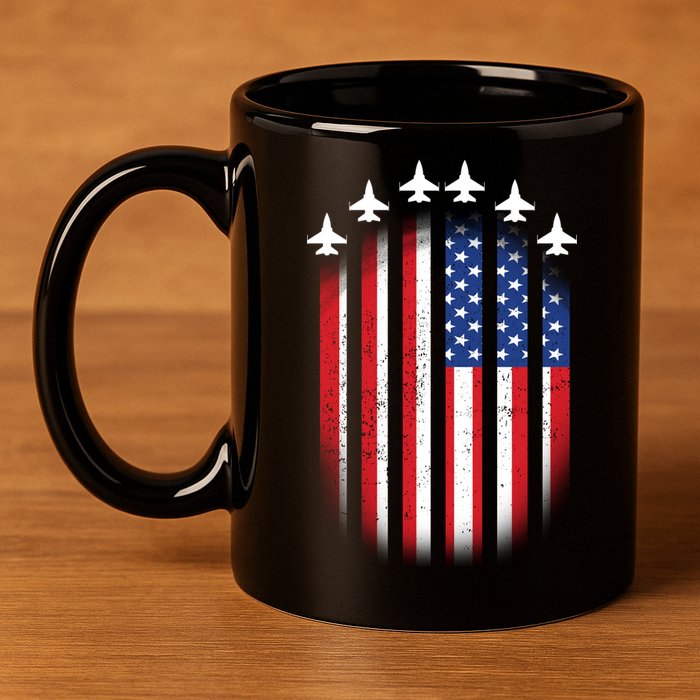 USA Air Force Jets American Flag 11oz C Handle Ceramic Mug