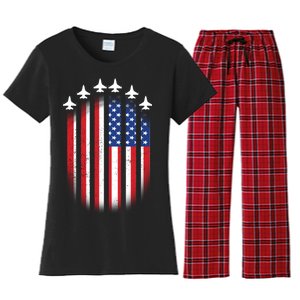 USA Air Force Jets American Flag Women's Flannel Pajama Set