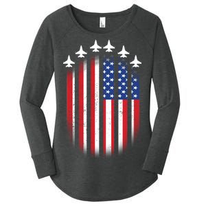 USA Air Force Jets American Flag Women's Perfect Tri Tunic Long Sleeve Shirt