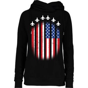 USA Air Force Jets American Flag Womens Funnel Neck Pullover Hood