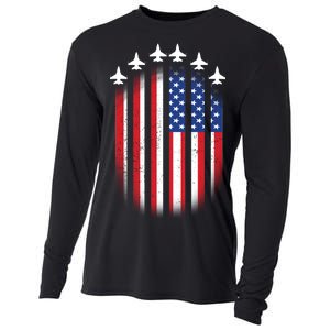 USA Air Force Jets American Flag Cooling Performance Long Sleeve Crew