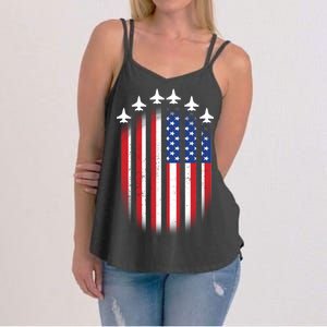 USA Air Force Jets American Flag Women's Strappy Tank