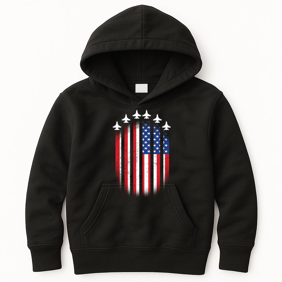USA Air Force Jets American Flag Kids Hoodie