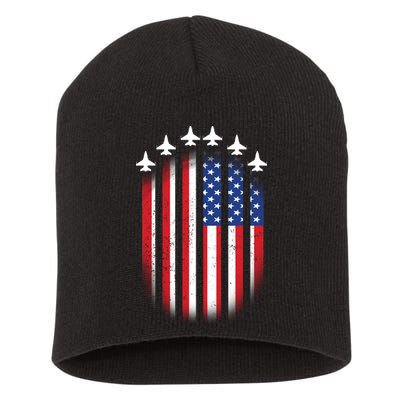 USA Air Force Jets American Flag Short Acrylic Beanie