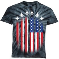 USA Air Force Jets American Flag Kids Tie-Dye T-Shirt