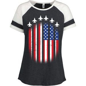 USA Air Force Jets American Flag Enza Ladies Jersey Colorblock Tee