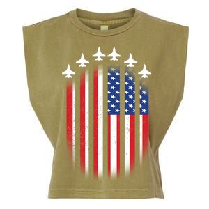 USA Air Force Jets American Flag Garment-Dyed Women's Muscle Tee