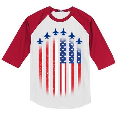 USA Air Force Jets American Flag Kids Colorblock Raglan Jersey