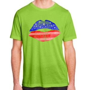 USA American Flag Lipstick Print Adult ChromaSoft Performance T-Shirt