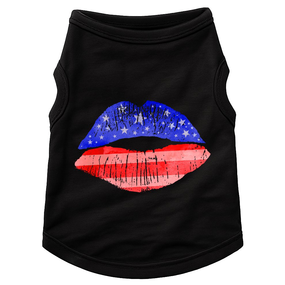 USA American Flag Lipstick Print Doggie Tank