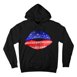 USA American Flag Lipstick Print Hoodie