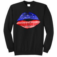 USA American Flag Lipstick Print Sweatshirt